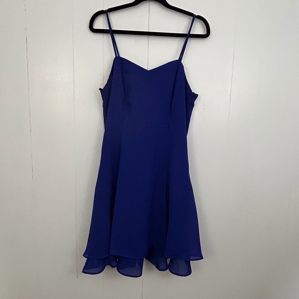 Vintage Boulevard De Paris Royal Blue Chiffon Fit and Flare Dress Size 10